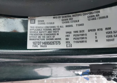 2005 GMC Canyon Sle from USA, damaged, VIN 1GTDT146958287375